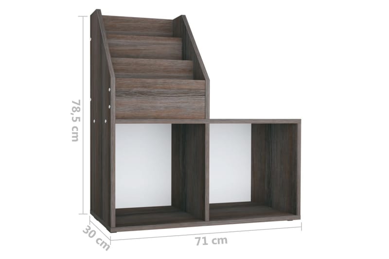 magasinholder til børn 71x30x78,5 cm spånplade grå og sonoma - Grå - Opbevaring - Opbevaring til småting