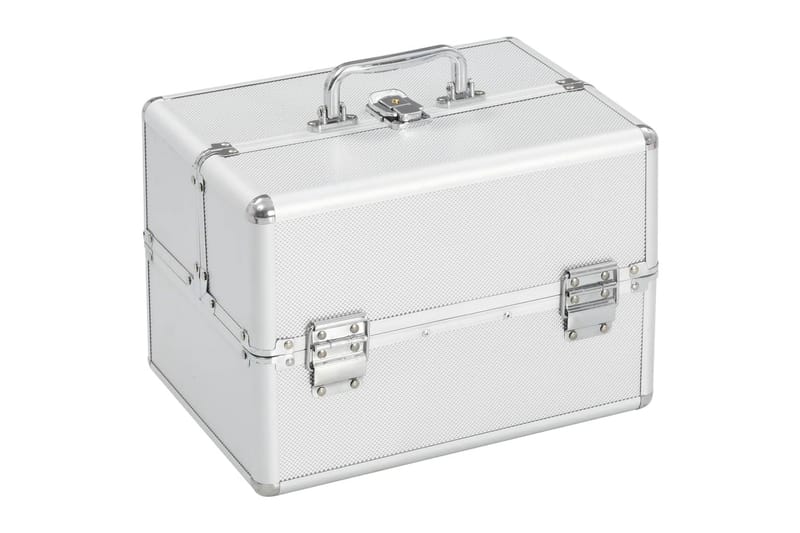 makeupkuffert 22 x 30 x 21 cm sølvfarvet aluminium - Opbevaring - Opbevaring til småting