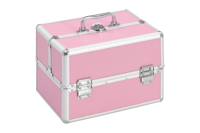 makeupkuffert 22 x 30 x 21 cm pink aluminium - Opbevaring til småting