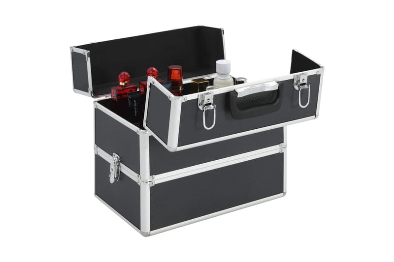 makeupkuffert 37 x 24 x 35 cm sort aluminium - Opbevaring - Opbevaring til småting