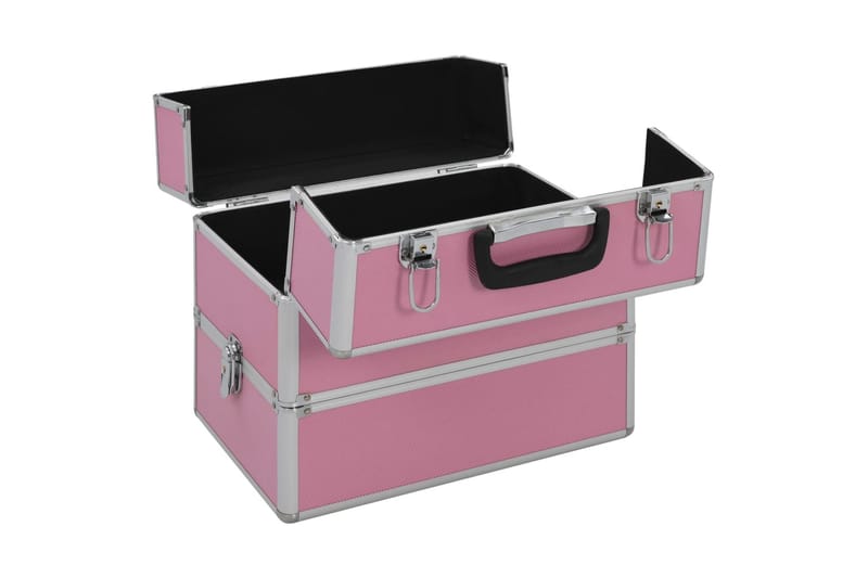 makeupkuffert 37 x 24 x 35 cm pink aluminium - Opbevaring til småting