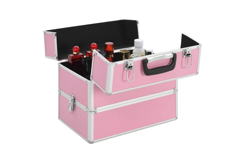makeupkuffert 37 x 24 x 35 cm pink aluminium - Opbevaring - Opbevaring til småting
