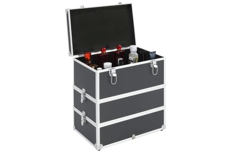 makeupkuffert 37 x 24 x 40 cm sort aluminium - Opbevaring - Opbevaring til småting