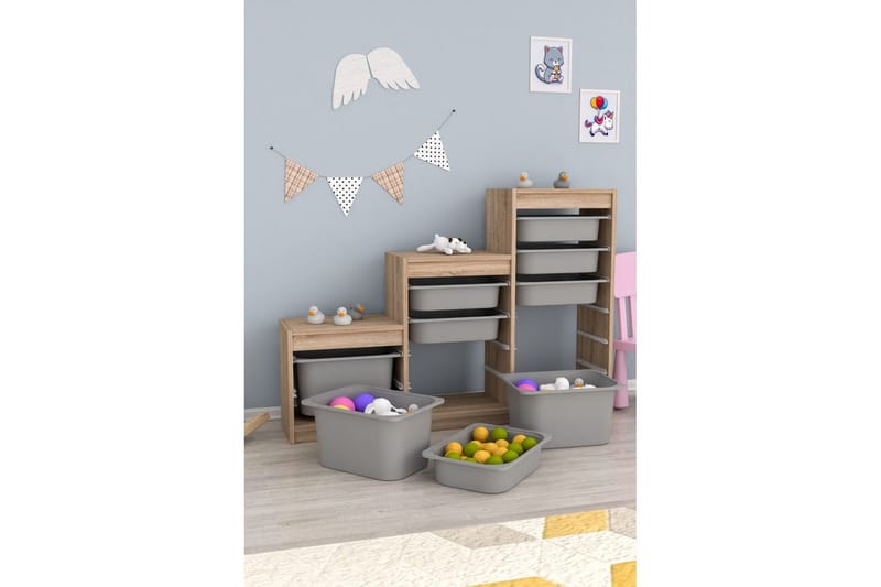 Mobin Opbevaringskasser 132 cm - Grafitgrå - Opbevaring - Opbevaring til småting - Kurve & kasser