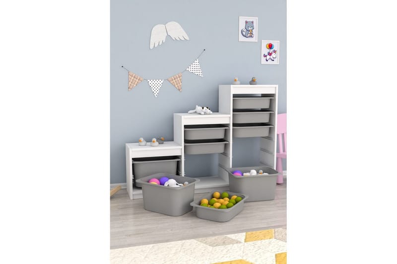 Mobin Opbevaringskasser 132 cm - Grafitgrå/Hvid - Opbevaring - Opbevaring til småting - Kurve & kasser