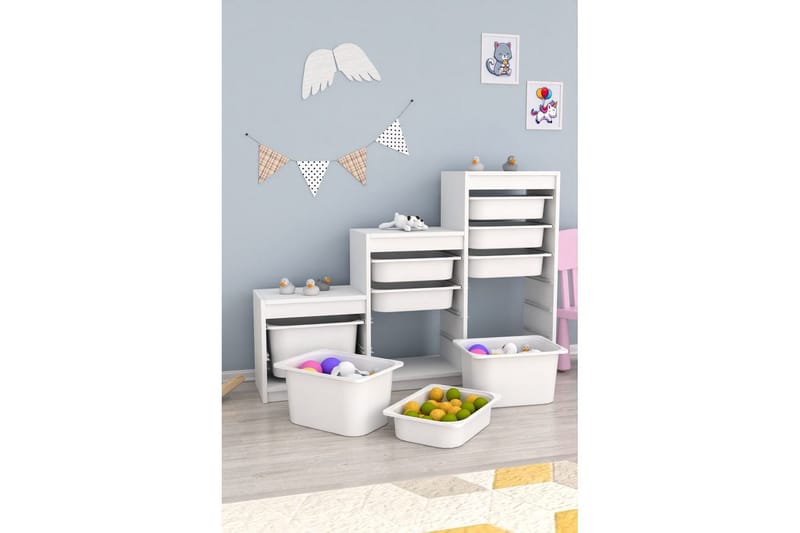 Mobin Opbevaringskasser 132 cm - Hvid - Opbevaring - Opbevaring til småting - Kurve & kasser