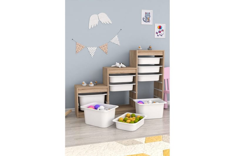 Mobin Opbevaringskasser 132 cm - Hvid - Opbevaring - Opbevaring til småting - Kurve & kasser