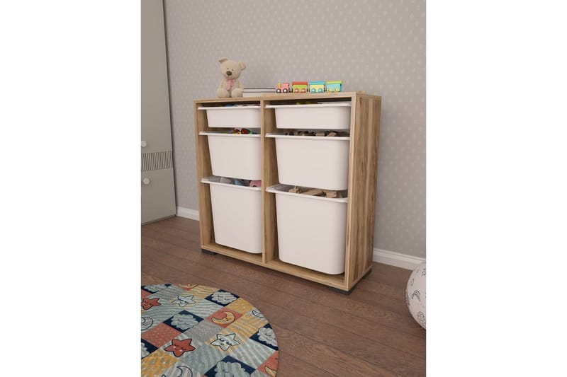 Multifunktionsskab Carla Valnød Hvid - Valnød Hvid - Opbevaring - Opbevaring til småting - Kurve & kasser