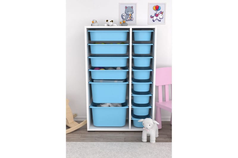 Multifunktionsskab Core (69,5 x 109 x 30 cm) Blå - Blå - Opbevaring - Opbevaring til småting - Kurve & kasser