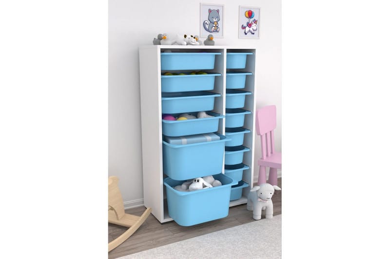 Multifunktionsskab Core (69,5 x 109 x 30 cm) Blå - Blå - Opbevaring - Opbevaring til småting - Kurve & kasser