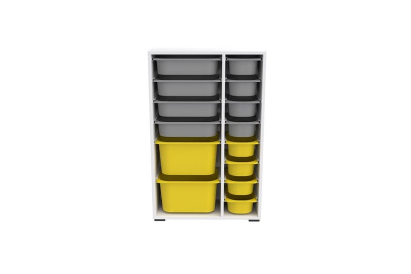 Multifunktionsskab Core (69,5 x 109 x 30 cm) Hvid / Grå / Gul - Hvid / Grå / Gul - Opbevaring - Opbevaring til småting - Kurve & kasser