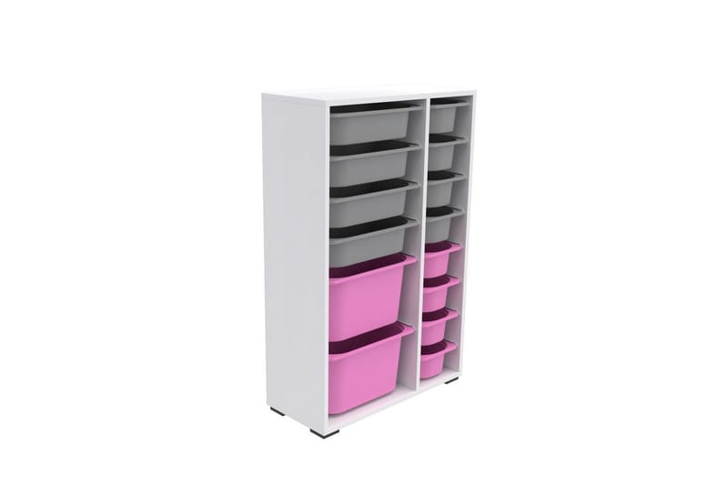 Multifunktionsskab Core (69,5 x 109 x 30 cm) Hvid / Grå / Pink - Hvid / Grå / Pink - Opbevaring - Opbevaring til småting - Kurve & kasser