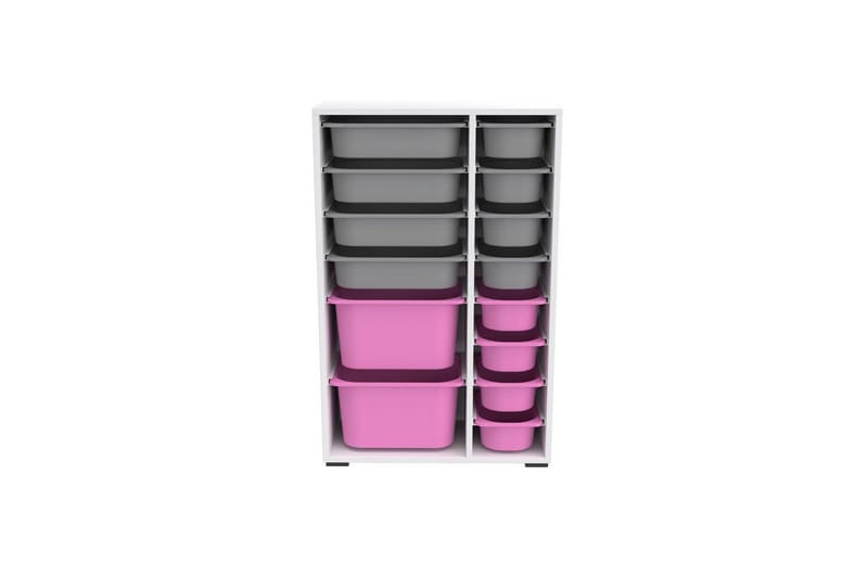 Multifunktionsskab Core (69,5 x 109 x 30 cm) Hvid / Grå / Pink - Hvid / Grå / Pink - Opbevaring - Opbevaring til småting - Kurve & kasser
