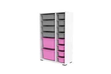 Multifunktionsskab Core (69,5 x 109 x 30 cm) Hvid / Grå / Pink