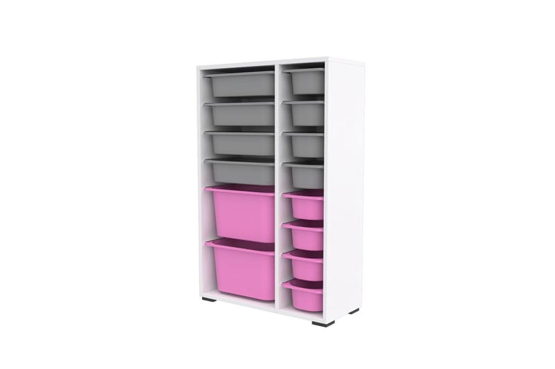 Multifunktionsskab Core (69,5 x 109 x 30 cm) Hvid / Grå / Pink - Hvid / Grå / Pink - Opbevaring - Opbevaring til småting - Kurve & kasser