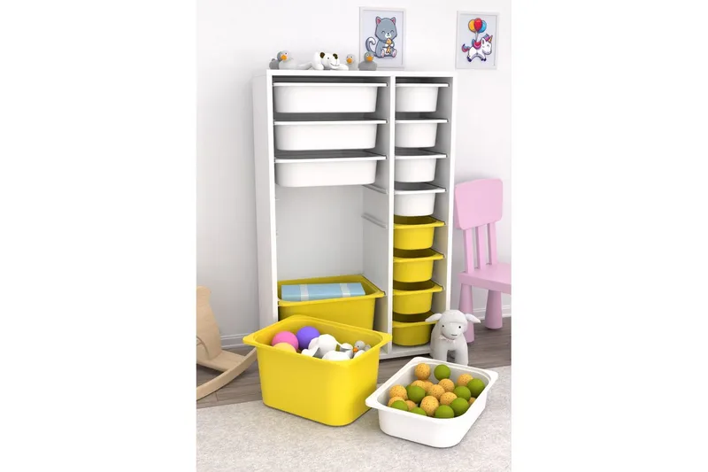 Multifunktionsskab Core (69,5 x 109 x 30 cm) Hvid / Gul - Hvid / Gul - Opbevaring - Opbevaring til småting - Kurve & kasser