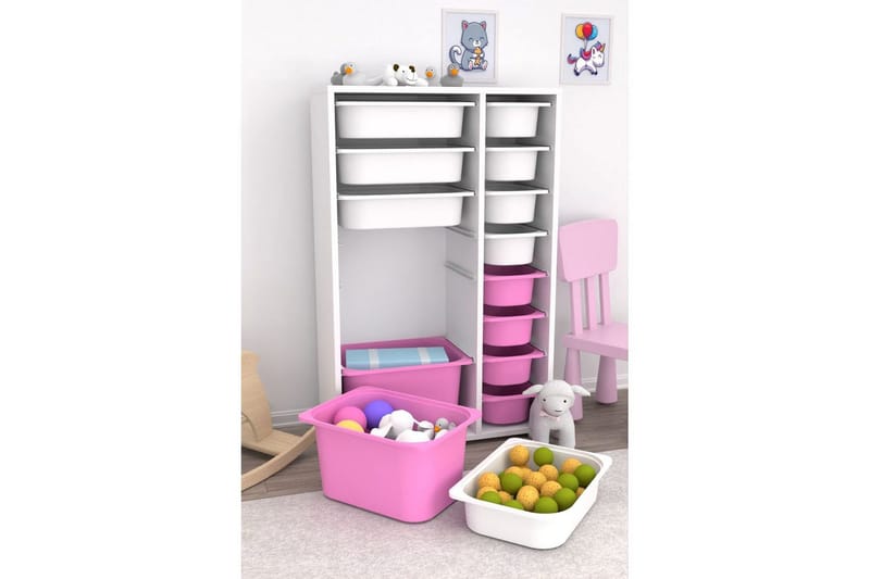 Multifunktionsskab Core (69,5 x 109 x 30 cm) Hvid / Pink - Hvid / Pink - Opbevaring - Opbevaring til småting - Kurve & kasser
