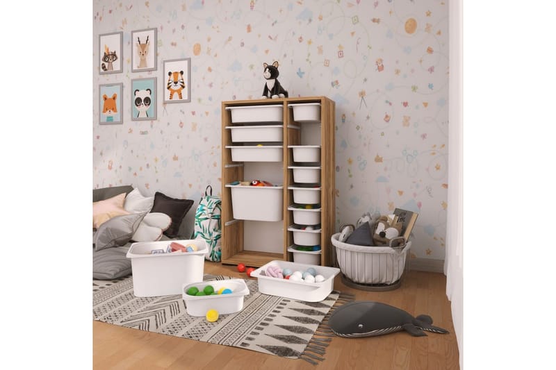 Multifunktionsskab Core (69,5 x 109 x 30 cm) Valnød / Hvid - Valnød / Hvid - Opbevaring - Opbevaring til småting - Kurve & kasser