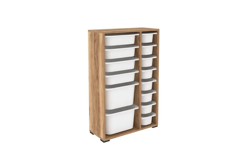 Multifunktionsskab Core (69,5 x 109 x 30 cm) Valnød / Hvid - Valnød / Hvid - Opbevaring - Opbevaring til småting - Kurve & kasser