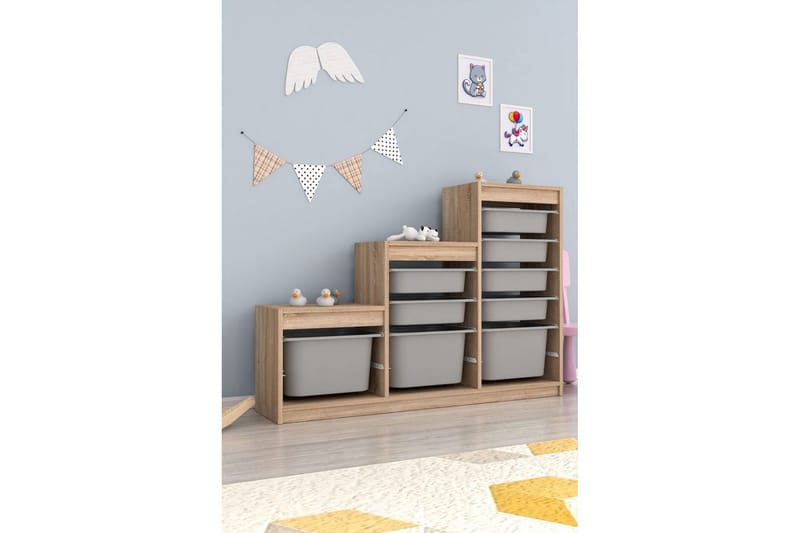 Multifunktionsskab Mobin Sonomo Grå - Sonomo Grå - Opbevaring - Opbevaring til småting - Kurve & kasser