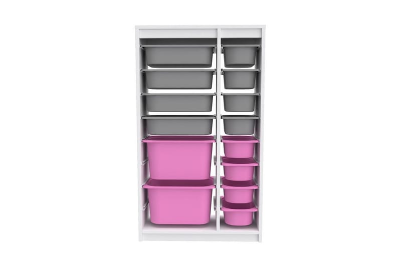 Multifunktionsskab Montana (69 x 112,2 x 29,6 cm) Hvid / Grå / Pink - Hvid / Grå / Pink - Opbevaring - Opbevaring til småting - Kurve & kasser