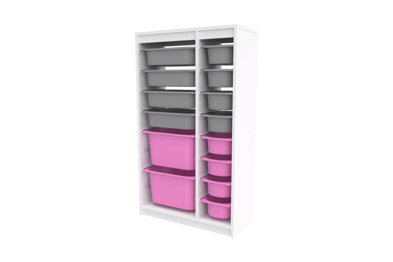Multifunktionsskab Montana (69 x 112,2 x 29,6 cm) Hvid / Grå / Pink - Hvid / Grå / Pink - Opbevaring - Opbevaring til småting - Kurve & kasser