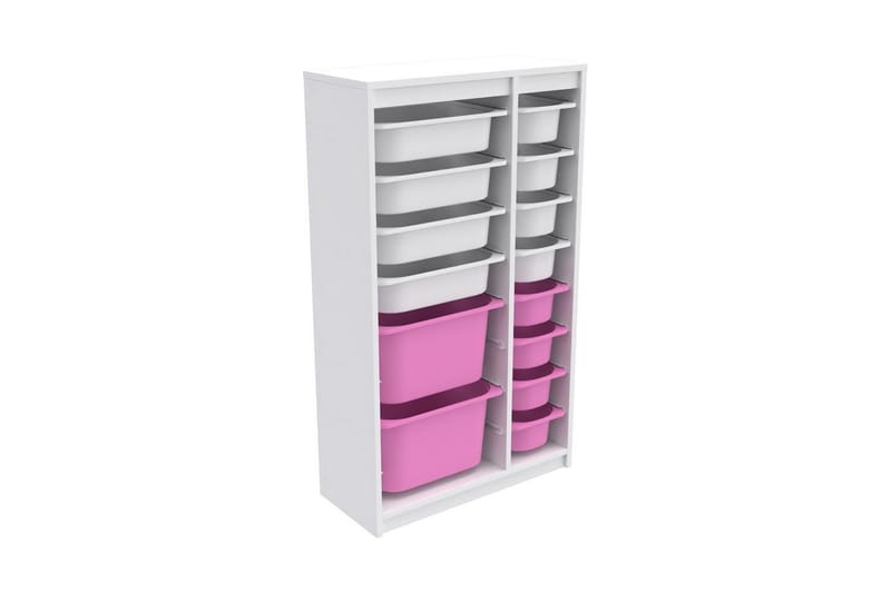 Multifunktionsskab Montana (69 x 112,2 x 29,6 cm) Hvid / Pink - Hvid / Pink - Opbevaring - Opbevaring til småting - Kurve & kasser