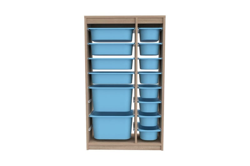 Multifunktionsskab Montana (69 x 112,2 x 29,6 cm) Sonomo / Blå - Sonomo / Blå - Opbevaring - Opbevaring til småting - Kurve & kasser