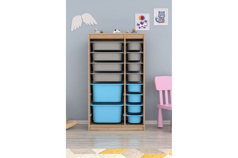 Multifunktionsskab Montana (69 x 112,2 x 29,6 cm) Sonomo Grå / Blå - Sonomo Grå / Blå - Opbevaring - Opbevaring til småting - Kurve & kasser