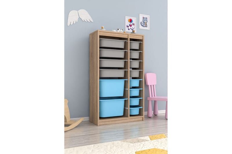 Multifunktionsskab Montana (69 x 112,2 x 29,6 cm) Sonomo Grå / Blå - Sonomo Grå / Blå - Opbevaring - Opbevaring til småting - Kurve & kasser