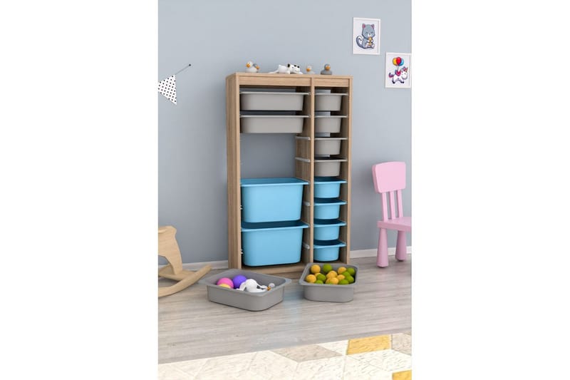 Multifunktionsskab Montana (69 x 112,2 x 29,6 cm) Sonomo Grå / Blå - Sonomo Grå / Blå - Opbevaring - Opbevaring til småting - Kurve & kasser