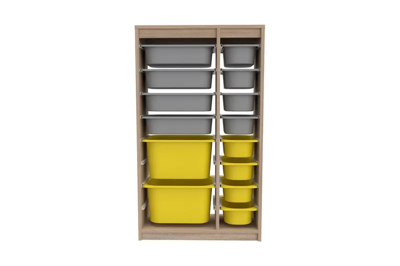 Multifunktionsskab Montana (69 x 112,2 x 29,6 cm) Sonomo Grå / Gul - Sonomo Grå / Gul - Opbevaring - Opbevaring til småting - Kurve & kasser
