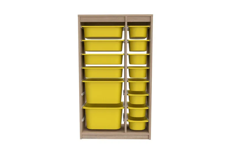 Multifunktionsskab Montana (69 x 112,2 x 29,6 cm) Sonomo / Gul - Sonomo / Gul - Opbevaring - Opbevaring til småting - Kurve & kasser