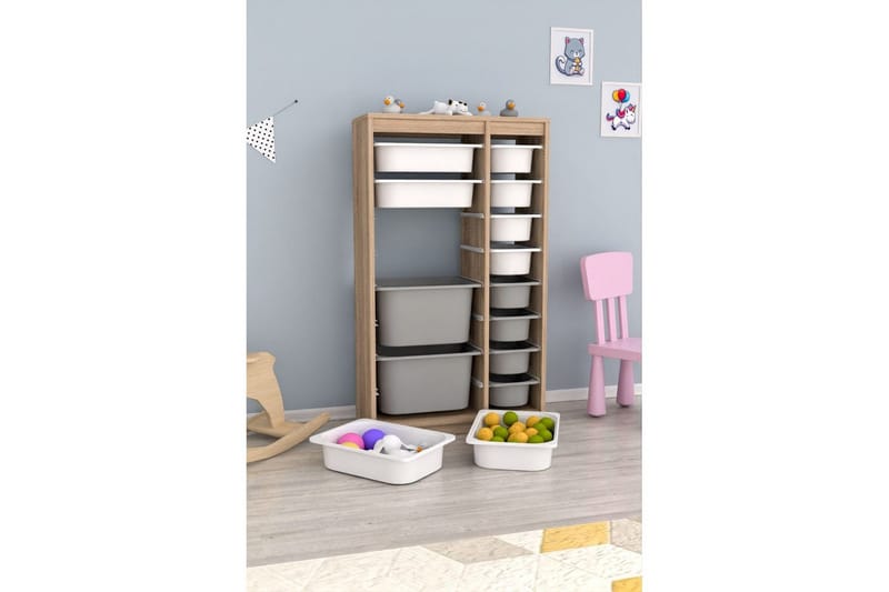 Multifunktionsskab Montana (69 x 112,2 x 29,6 cm) Sonomo Hvid / Grå - Sonomo Hvid / Grå - Opbevaring - Opbevaring til småting - Kurve & kasser