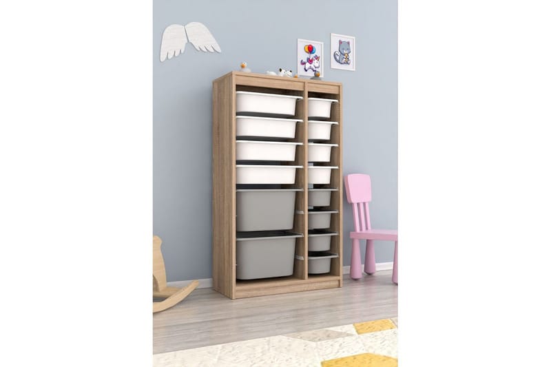 Multifunktionsskab Montana (69 x 112,2 x 29,6 cm) Sonomo Hvid / Grå - Sonomo Hvid / Grå - Opbevaring - Opbevaring til småting - Kurve & kasser