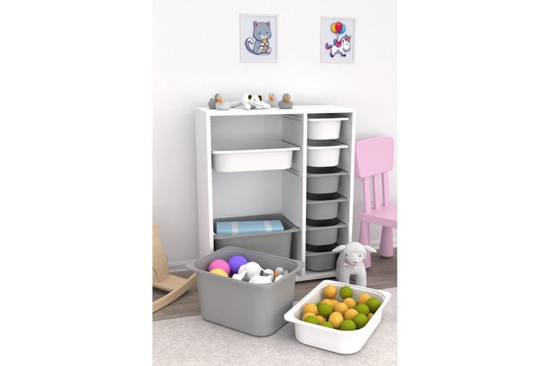 Multifunktionsskab Sosan K6B Hvid / Grå - Hvid / Grå - Opbevaring - Opbevaring til småting - Kurve & kasser