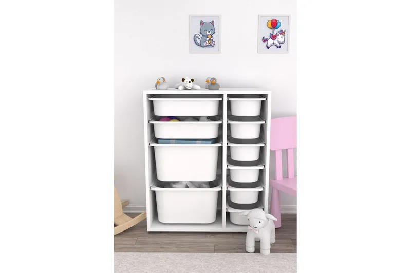 Multifunktionsskab Sosan K6B Hvid - Hvid - Opbevaring - Opbevaring til småting - Kurve & kasser