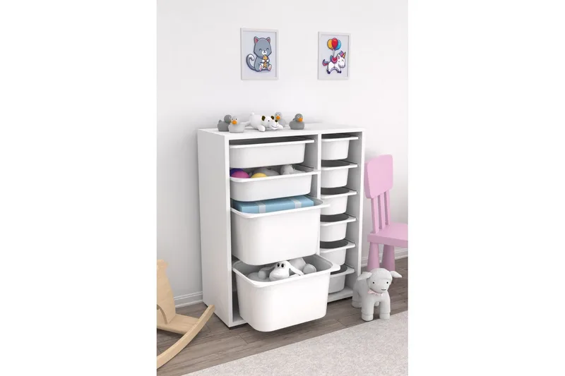 Multifunktionsskab Sosan K6B Hvid - Hvid - Opbevaring - Opbevaring til småting - Kurve & kasser