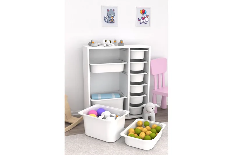 Multifunktionsskab Sosan K6B Hvid - Hvid - Opbevaring - Opbevaring til småting - Kurve & kasser