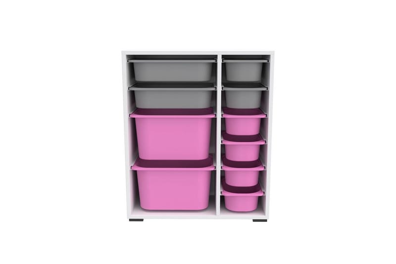 Multifunktionsskab Sosan K6U Hvid / Grå / Pink - Hvid / Grå / Pink - Opbevaring - Opbevaring til småting - Kurve & kasser