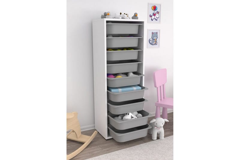 Multifunktionsskab Stribor Hvid / Grå - Hvid / Grå - Opbevaring - Opbevaring til småting - Kurve & kasser