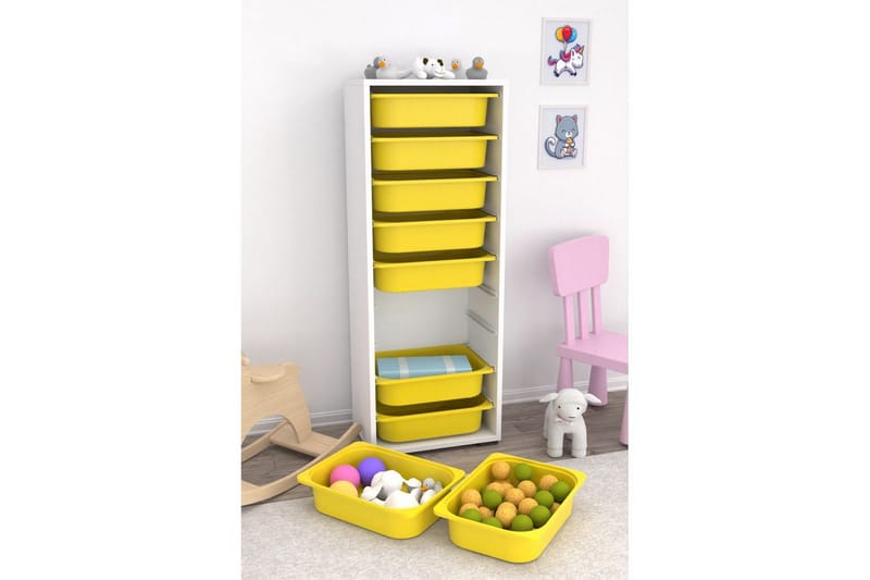 Multifunktionsskab Stribor Hvid / Gul - Hvid / Gul - Opbevaring - Opbevaring til småting - Kurve & kasser