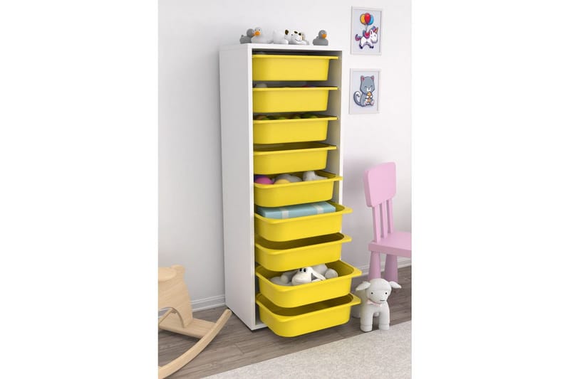 Multifunktionsskab Stribor Hvid / Gul - Hvid / Gul - Opbevaring - Opbevaring til småting - Kurve & kasser