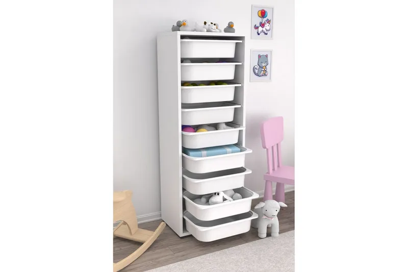 Multifunktionsskab Stribor Hvid - Hvid - Opbevaring - Opbevaring til småting - Kurve & kasser