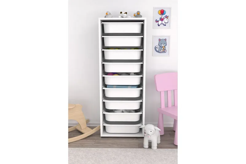 Multifunktionsskab Stribor Hvid - Hvid - Opbevaring - Opbevaring til småting - Kurve & kasser