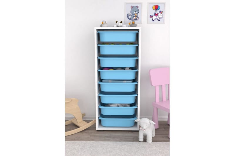 Multifunktionsskab Versa Hvid / Blå - Hvid / Blå - Opbevaring - Opbevaring til småting - Kurve & kasser