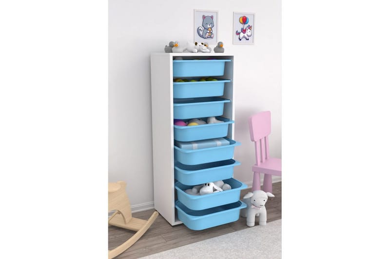 Multifunktionsskab Versa Hvid / Blå - Hvid / Blå - Opbevaring - Opbevaring til småting - Kurve & kasser