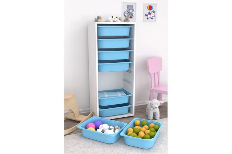 Multifunktionsskab Versa Hvid / Blå - Hvid / Blå - Opbevaring - Opbevaring til småting - Kurve & kasser