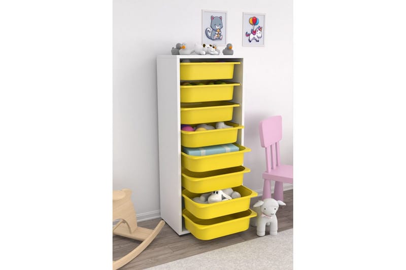 Multifunktionsskab Versa Hvid / Gul - Hvid / Gul - Opbevaring - Opbevaring til småting - Kurve & kasser