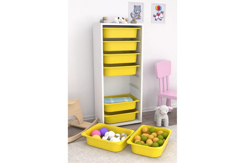 Multifunktionsskab Versa Hvid / Gul - Hvid / Gul - Opbevaring - Opbevaring til småting - Kurve & kasser